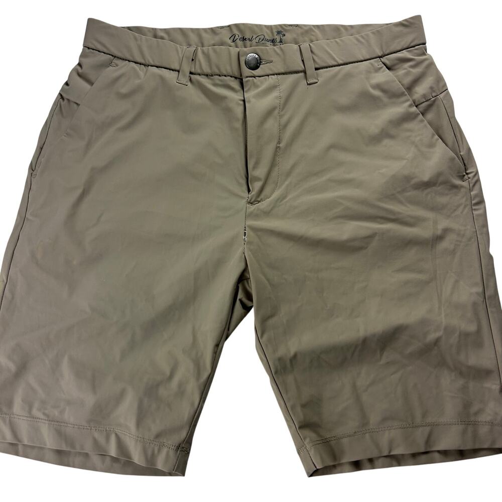 Desert Dunes Mens Performance Chino Shorts 32 Beige Zipper Pockets